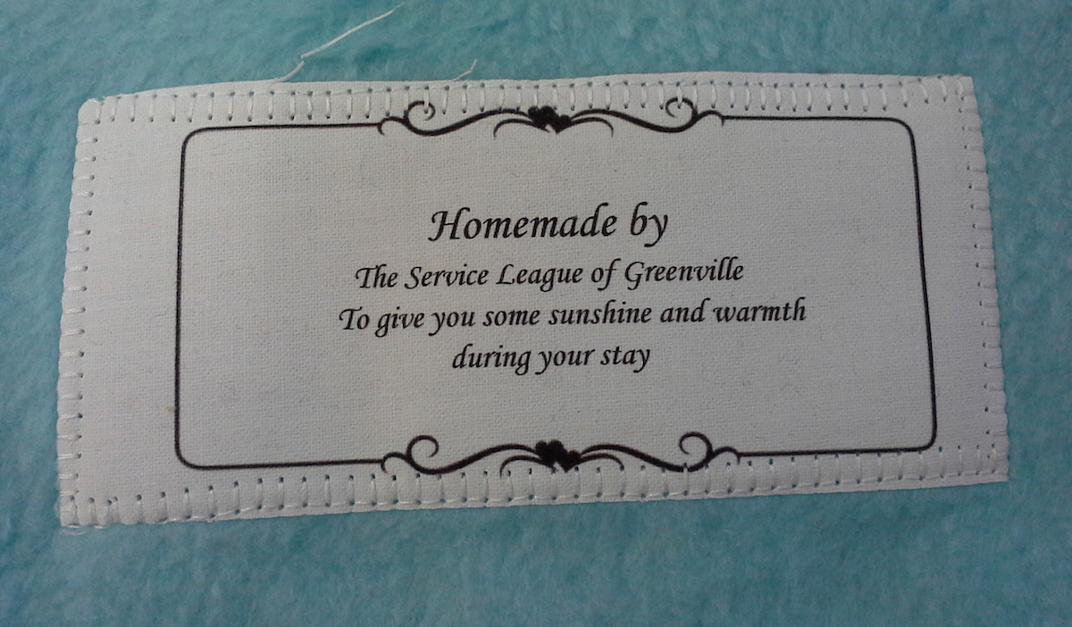 SLG Handmade Blanket label